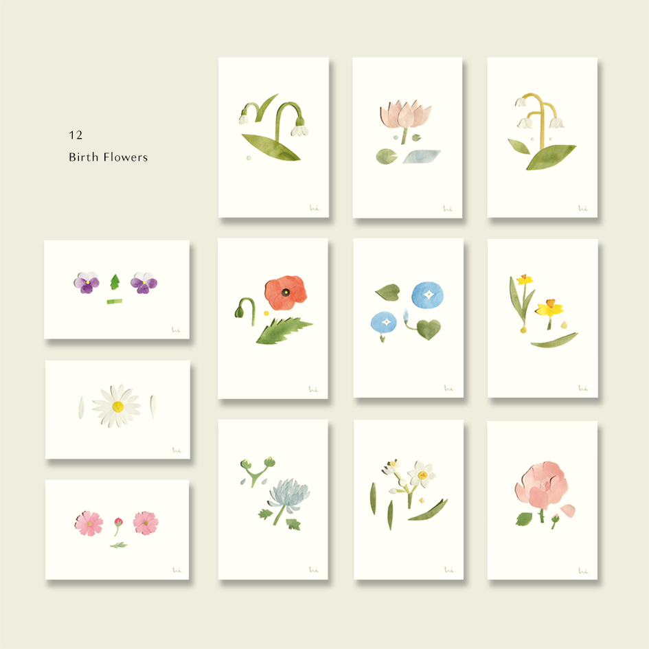 Birth Flower mini cards